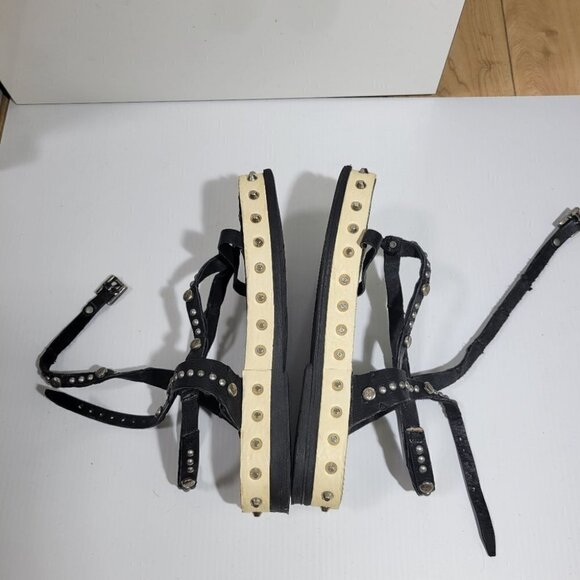 A.S.98 metal rock stud leather wrap platform sandals size 7 - Picture 5 of 12